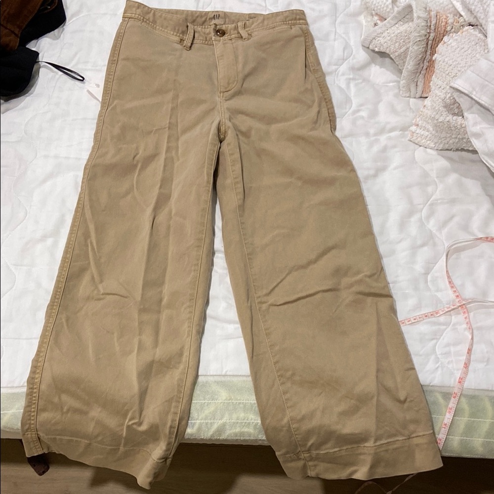 Tan Wide-Leg ankle length gap Pants